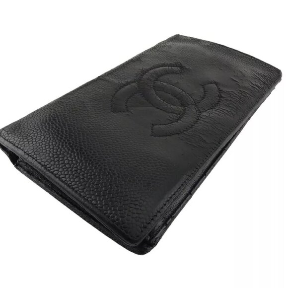 CHANEL Wallet Coco Mark Caviar Skin Authentic USED L3683 - Picture 4 of 11